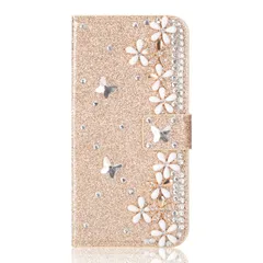 【数量限定】携帯カバー PUレザー 手帳型ケース 12Pro / / 12 12 12 アィフォン ハンドメイド スマホケース 滑り防止 耐衝撃 カード収納 マグネット 横開き (ゴールド) カバー 優雅 きれい 女性向け 女子 デコ きらきら かわいい デザ