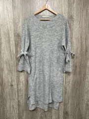 MELROSE CLAIRE メルローズクレール リボン付き ベル袖 ワンピース ニット セーター グレー ◆■ レディースのサムネイル