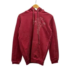 ディーゼル DIESEL パーカー 長袖 ロゴプリント コットン S 赤 レッド 白 ホワイト