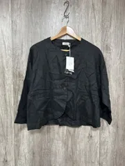美品 ｄｇｙ ディージーワイ 麻100％ タグ付き ノーカラー ジャケット sizeM/黒 ■■ レディース