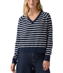 リーバイス レディース アウター ニット・セーター セーター LevisR Tara Striped Long Sleeve Sweater Blue ブルーのサムネイル