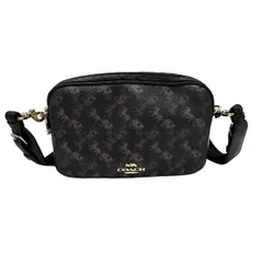 COACH(コーチ) ショルダーバッグ ホース アンド キャリッジ プリント 馬車柄 ポシェット 91109 黒×グレー レザー