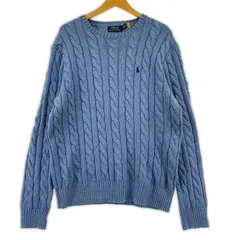 POLO RALPH LAUREN ポロ・ラルフローレン ケーブル編み コットンニット sizeM/ライトブルー