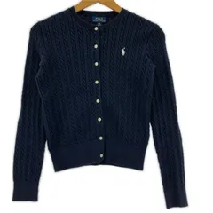Ralph Lauren ラルフローレン ワンポイント刺繍 ケーブル編み ニットカーディガン sizeL/G(12-14)/ネイビー