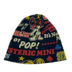 HYSTERIC MINI ヒステリックミニ ヒスミニ 総柄ニットキャップ sizeFREE/ブラック