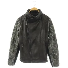 デシグアル Desigual ウールライダースジャケット ジップアップ EUR44 チャコールブラック オフホワイト /DO ■OS