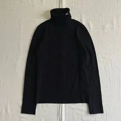 ～00s　archive　POLO JEANS.CO　RALPH LAUREN　MADE IN JORDAN　タートル　ハイネック　リブ編みニット　薄手セーター　首元RLロゴ刺繍ワッペン　アメリカ国旗　M　ブラック　黒　一点物　Y2K　平成レトロ　アメカジ古着