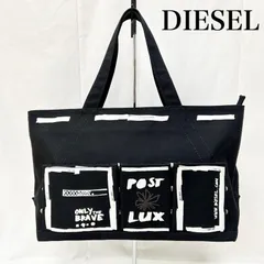 ディーゼル キャンバストートバッグ ジップ付き スタッズ イラストデザイン black メンズ - ISItems【USED】【古着】【中古】50155135