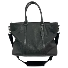 コーチ COACH トートバッグ ショルダーバッグ レザー 大容量 無地 ロゴ チャーム付き ファスナー開閉 黒 ブラック シルバー