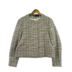 ZARA ザラ ツイードジャケット sizeEUR M/ホワイト系×ベージュ系×ライトブルー