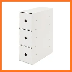 【新品】 無印良品 再生ポリプロピレン入り小物収納ボックス３段・ホワイトグレー ・約幅11×奥行24.5×高さ32cm 1