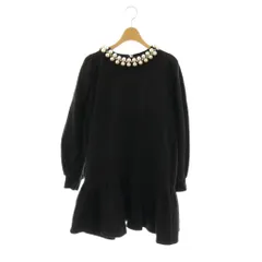 エピヌ epine Pearl bijou frill sweat onepiece ワンピース ミニ 長袖 ブラック /DO ■OS ■SH