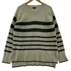 INDIVI インディヴィ Vネック ボーダー　カシミヤ混ニット size38/グレー系