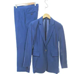ジョセフ JOSEPH 美品 セットアップ パンツスーツ コットン 40 青 ブルー 0227