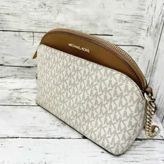 ＭＩＣＨＡＥＬ ＫＯＲＳ マイケルコース シグネチャー ショルダー バッグ ホワイト ブラウン コンパクト ロゴ レディース _208067