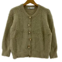 ZARA ザラ シャギーニットカーディガン sizeEUR L/ベージュ