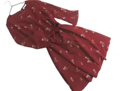 新品 GALLERY VISCONTI ギャラリービスコンティ 花柄 刺繍 ウエストリボン Aライン ワンピース size2/赤 ■◇ レディース