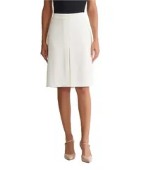 カスパール レディース ボトムスカート クレープ A ライン Kasper Box Pleat Front Crepe ALine Skirt Vanilla Ice