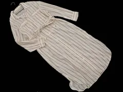 自由区 リネン混 ストライプ シャツ ワンピース size38/白 ■◇ レディース