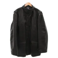 ポロ バイ ラルフローレン Polo by Ralph Lauren レザーコート 裏地キルティング スタンドカラー ひざ丈 L 黒 ブラック /FF ■ECD002