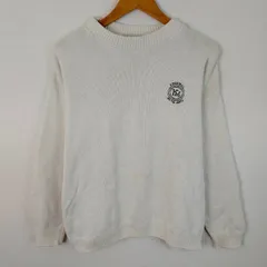 Whalerknits ホエラーニット セーター ロゴ刺繍 ホワイト SMALLサイズ メンズ 古着 アメカジ レトロ