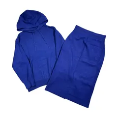 上下 Mila Owen ミラオーウェン セットアップ ニット パーカー タイトスカート (上)0(下)1/ブルー系 レディース