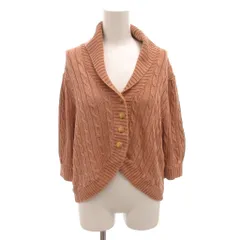 ラルフローレン RALPH LAUREN ケーブルカーディガン ニット ショールカラー 麻 リネン 七分袖 7f ピンク /FF ■GY99