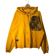 Champion チャンピオン フルジップ ジップアップ 鹿 アニマルプリント パーカー フーディー 長袖 フロントプリント 袖刺繍 Mexico製 XLサイズ イエロー