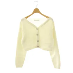 セルフォード CELFORD 24SS クロップドリボンビジューカーディガン ニット ラメ F ホワイト /ES ■OS