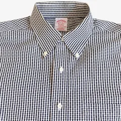 【16-33】Brooks Brothers（ブルックスブラザーズ）ポロカラーBD（ボタンダウン）シャツ チェック / Madison Fit / Non-Iron / American Supima Cotton 100% ポケット付 メンズL相当