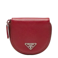 プラダ 三角ロゴプレート コインケース 小銭入れ レッド サフィアーノレザー レディース PRADA【227-59769】