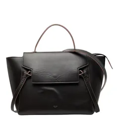 セリーヌ ベルトバッグ ハンドバッグ ショルダーバッグ 2WAY ダークブラウン ピンク レザー レディース CELINE【1-0262783】