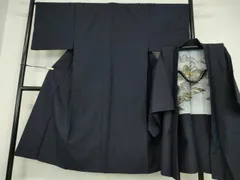 平和屋着物●男性　紬　アンサンブル　濃藍色　正絹　逸品　DABA4836az