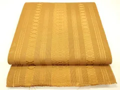 平和屋着物＊夏物　本場筑前博多織　八寸名古屋帯　紗献上　紅鬱金色　正絹　逸品　DABC8088cm
