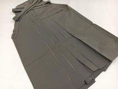 ゆりのはな 夏の男袴 夏物 馬乗り 股あり 縞 紐下:88.8㎝ 正絹 F002 