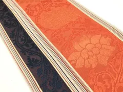 平和屋着物◎本場筑前博多織　半幅帯　花間道　正絹　逸品　AABF9386ay