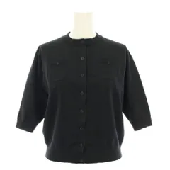 キャバン CABaN ファインポリエステルハーフスリーブポケットカーディガン クルーネック 五分袖 S 黒 ブラック 39020102012 /YT