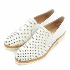 ルカ グロッシ Luca Grossi メッシュスリッポン モックシューズ ラウンドトゥ レザー 38 24.5cm 白 ホワイト F606M-TS /AQ