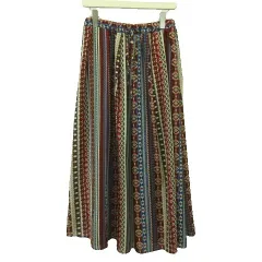 チチカカ titicaca スカート F マルチカラー トライバル ネイティブ柄 ロング丈 ギャザー ウエストゴム /GR ■GY58