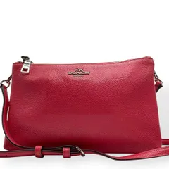 極美品　COACH　コーチ　ショルダーバッグ　レイラ　ダブルファスナー　レッド