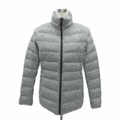ユニクロ UNIQLO ダウンジャケット ミドル丈 XL 大きいサイズ グレー 千鳥格子柄 スタンドカラー /SM49 ■GY61