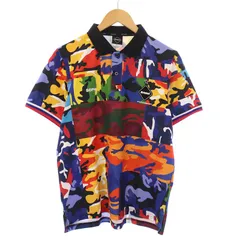 エフシーレアルブリストル F.C.Real Bristol FCRB CAMOUFLAGE POLO ポロシャツ 半袖 レギュラーカラー ストレッチ ハーフボタン ロゴ 総柄 S マルチカラー /BB