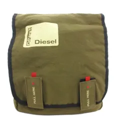 ディーゼル DIESEL ショルダーバッグ 斜め掛け クロスボディ スクエア フラップ ロゴ ナイロン カーキ 黒 ブラック /GV ■GY18