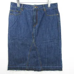 RELAXED CLOTHES FOR BETTER デニム スカート 膝下丈 カットオフ フリンジ 13 ネイビー 大きいサイズ kz11347