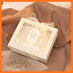 【新品】 ギフトボックス ラッピング 箱 リボン装飾 プレゼントボックス プレゼント用箱 大きい パッキングボックス 大容量 包装 彼氏彼女 誕生日 ギフトボックス 手提げ袋 メッセージカード (ホワイト) 1