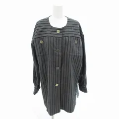 ジバンシィ GIVENCHY ヴィンテージ ノーカラージャケット ストライプ スクエアボタン 10 グレー /HO□ 0426 ■GY18のサムネイル