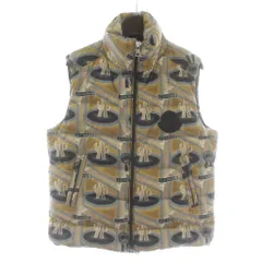 モンクレール MONCLER GENIUS ジーニアス 1952 PARKER ジレ パーカー ダウンベスト ナイロン 総柄 ジップアップ ロゴ ワッペン 1 黄色 イエロー 茶色 ブラウン F10921A50100 /XZ ■GY18
