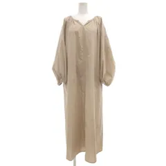 ロペ ROPE タグ付き ワンピース 38 ベージュ オープンフロントネック 長袖 ボリュームスリーブ ロング丈 /KB ■ECA001