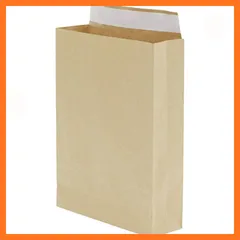 【新品】 宅配袋 梱包紙袋 ゆうパケット用角底袋50枚入ｓサイズ縦327mm 横215mm 側面マチ65mm+ベロ部分45mm 厚手120gクラフト無地茶色業務配送梱包資材包装ラッピング袋荷物配達出荷ゆうパック宅急郵便袋両面テープマチ付通販業者様用封筒 ( 1