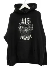 415 CLOTHING スウェット パーカー SYNDICATE スカルプリント USA製 ブラック XL